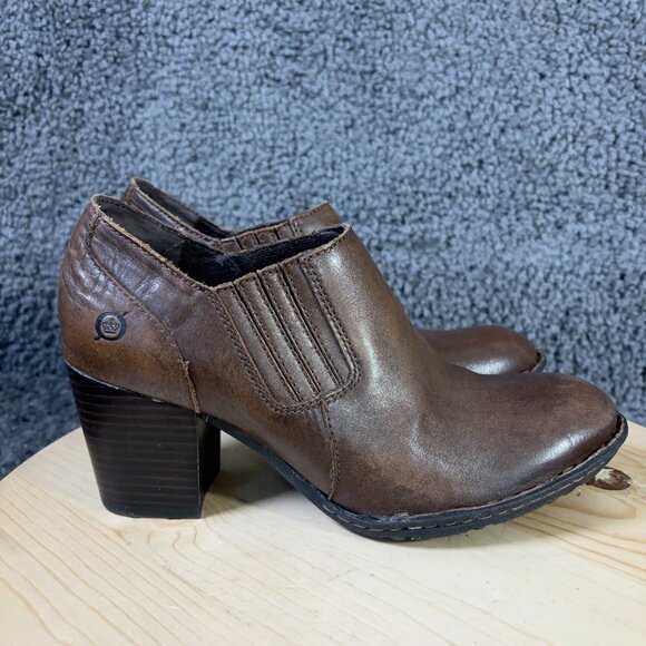 Born Shoes Breckin Ankle Pump Womens Size 8.5 Brown Leather Slip On Booties - Picture 3 of 9